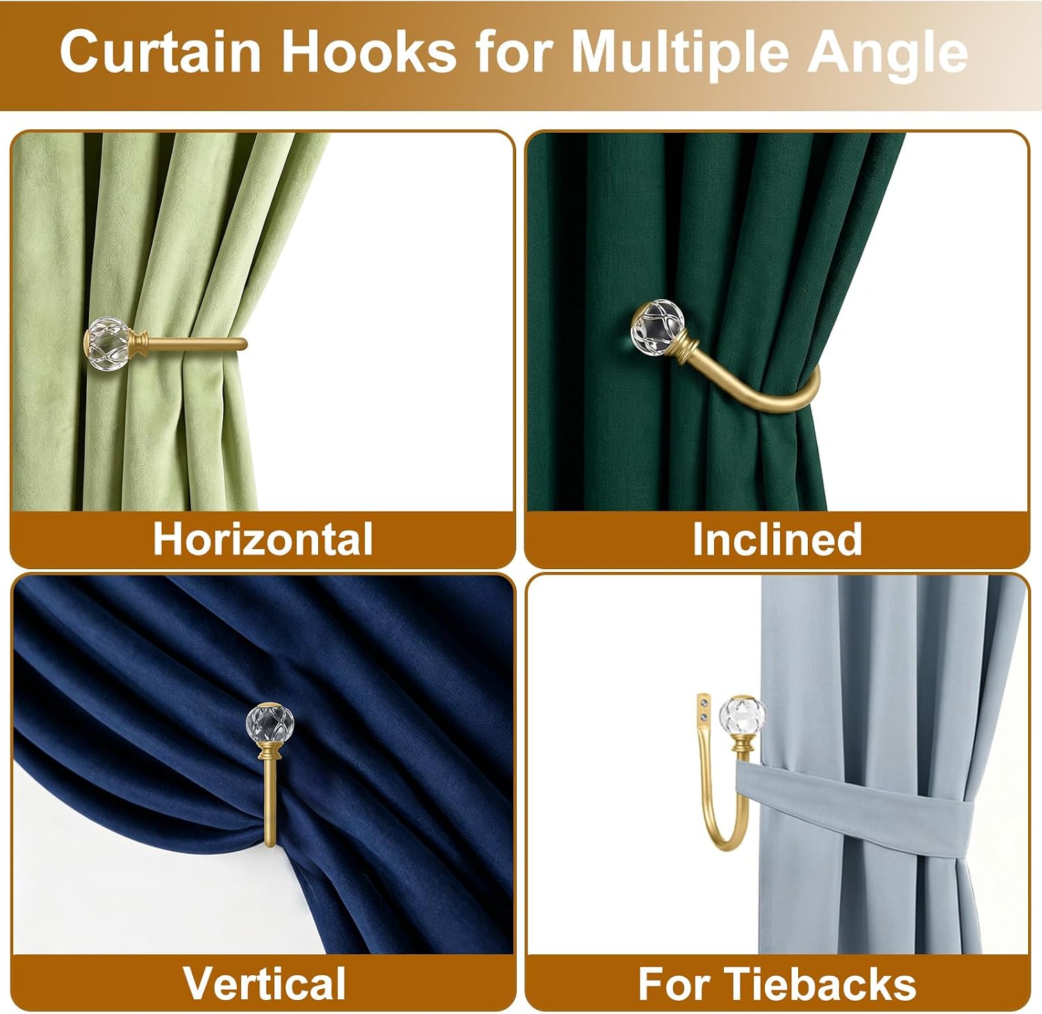 KAMANINA Gold Curtain Holdbacks for Drapes