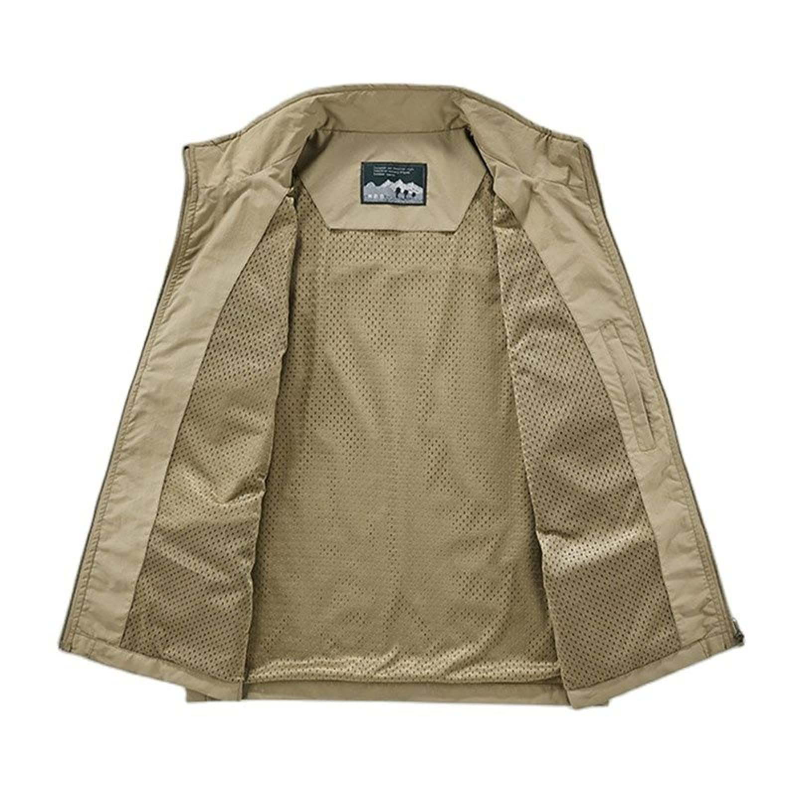 Herrenfischerweste, Outdoor -Freizeit -Leichtjacke im Freien, Herren Safari Weste Coat Jacke Schnelle trockene Arbeit Fotoreife Sommer -Gilet -Weste mit Multi -Taschen