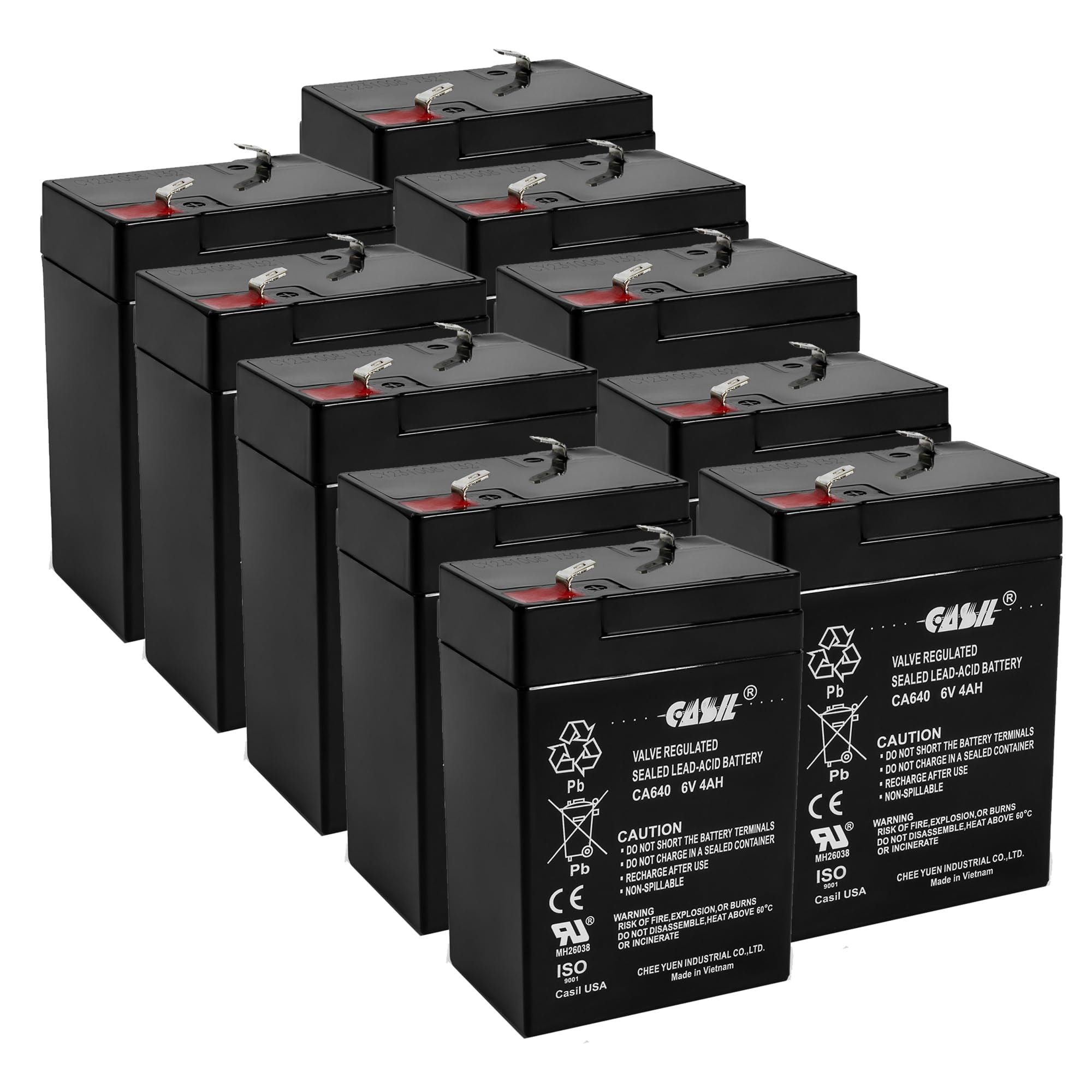 Casil 6V 4Ah Rechargeable Sealed Lead Acid Replacement Battery (CA640-10PC)