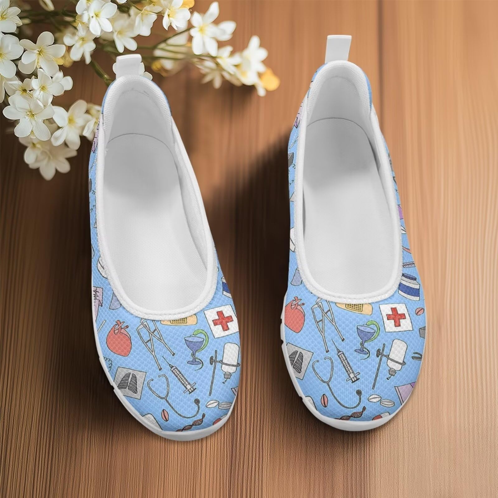 chaqlin Damskie buty do biegania, płaskie buty na bose stopy, lekkie damskie wsuwane buty do chodzenia, buty pielęgniarskie