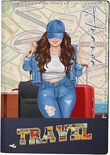 Personalized Name Travel Leather Passport Holder Custom Woman Travel Passport Cover Fun Unique Gift For Traveler Gift For Girl Traveling Lover 46