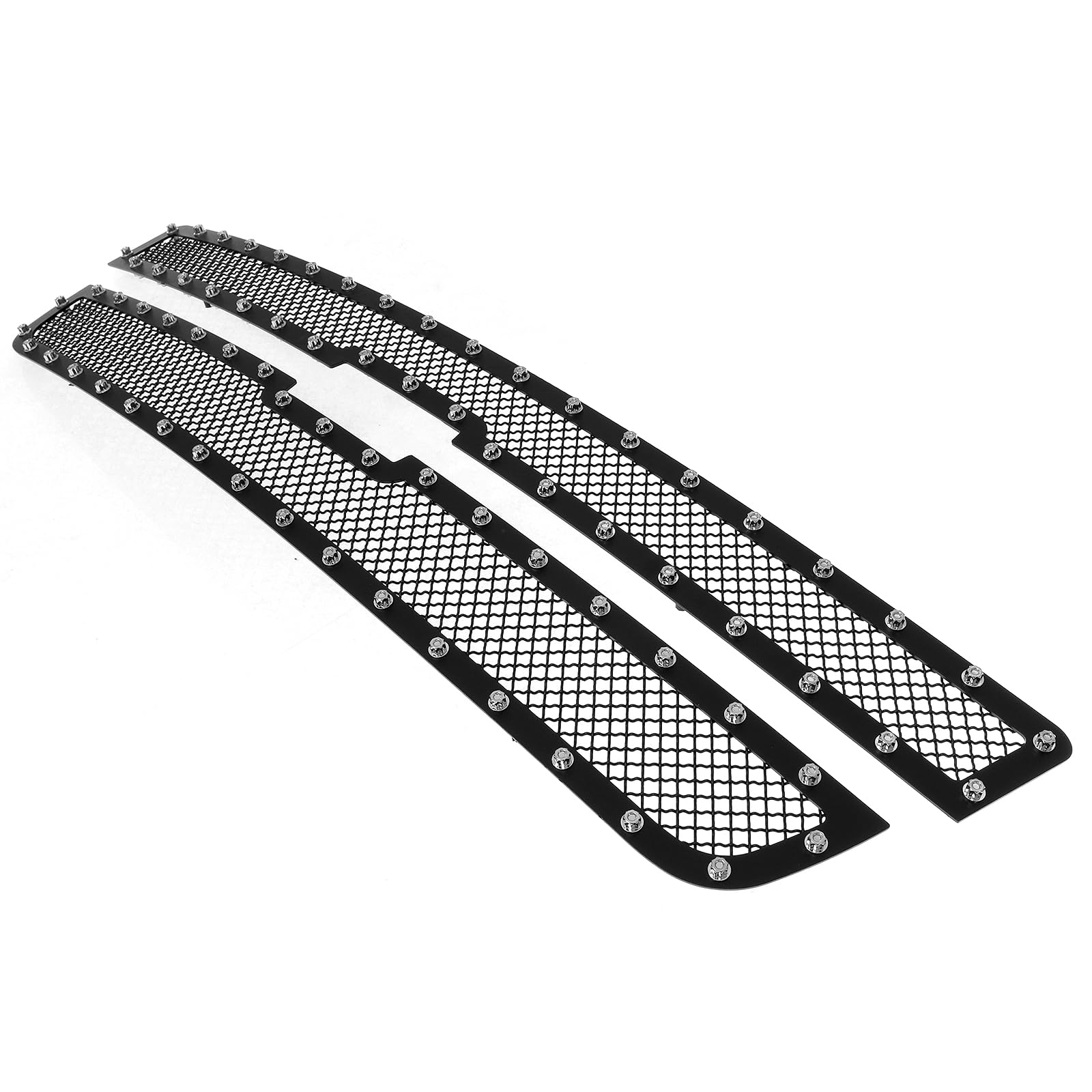 APS Compatible with Chevy Silverado 3500HD 2500HD 2007-2010 Main Upper Stainless Steel Black Mesh Rivet Studs Front Grill Grille Insert CL5774H