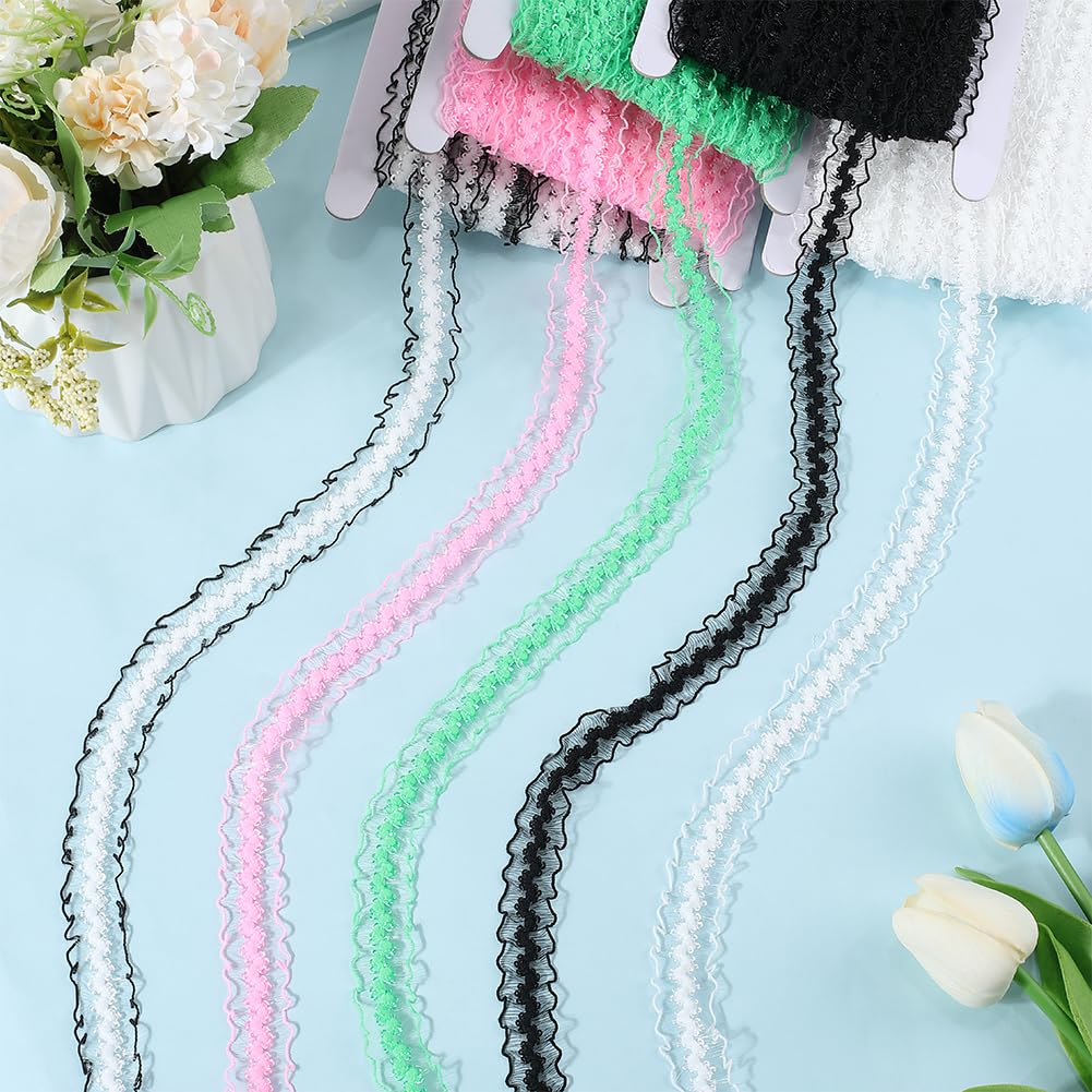 Black Lace Ribbon MAYJOYDIY 9.1m 40mm Black Satin Organza Ruffled Lace ...