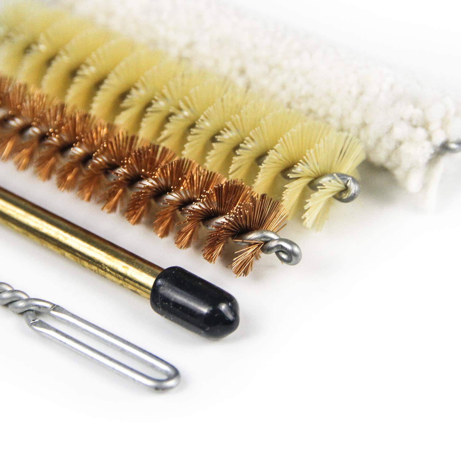 GUGULUZA, set per la pulizia delle pistole, composto da 7 utensili, adatto per calibro 38, 357 e 9 mm, in formato tascabile