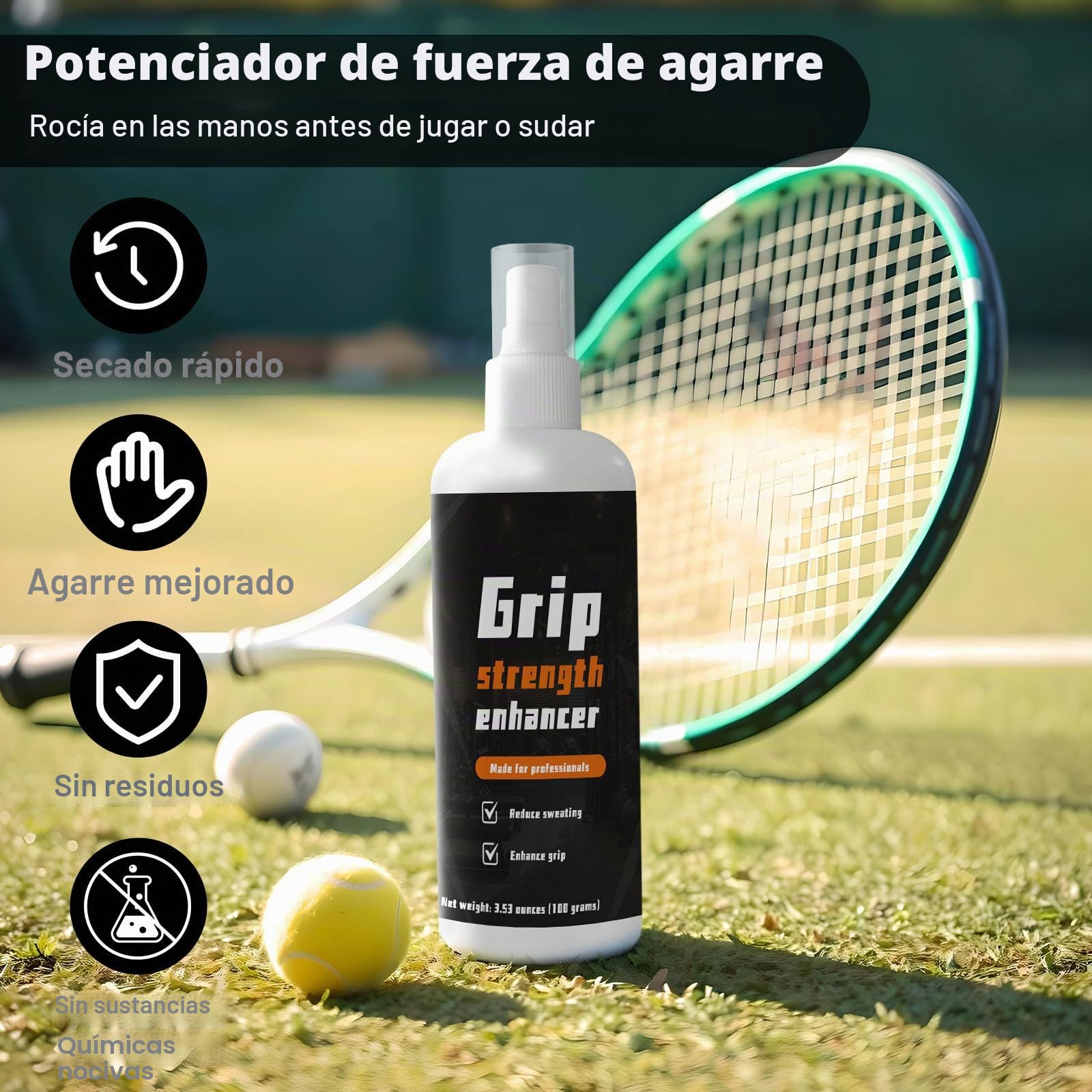 Grip Spray 100 ml Fortalecedor de Agarre Transparente Secado Rápido para Deportistas