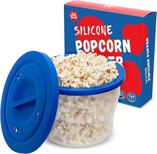 Miniatura 9 de Palomitas de maíz de silicona para microondas, plegable para microondas, tazón de silicona libre de BPA con tapa, recipientes reutilizables para