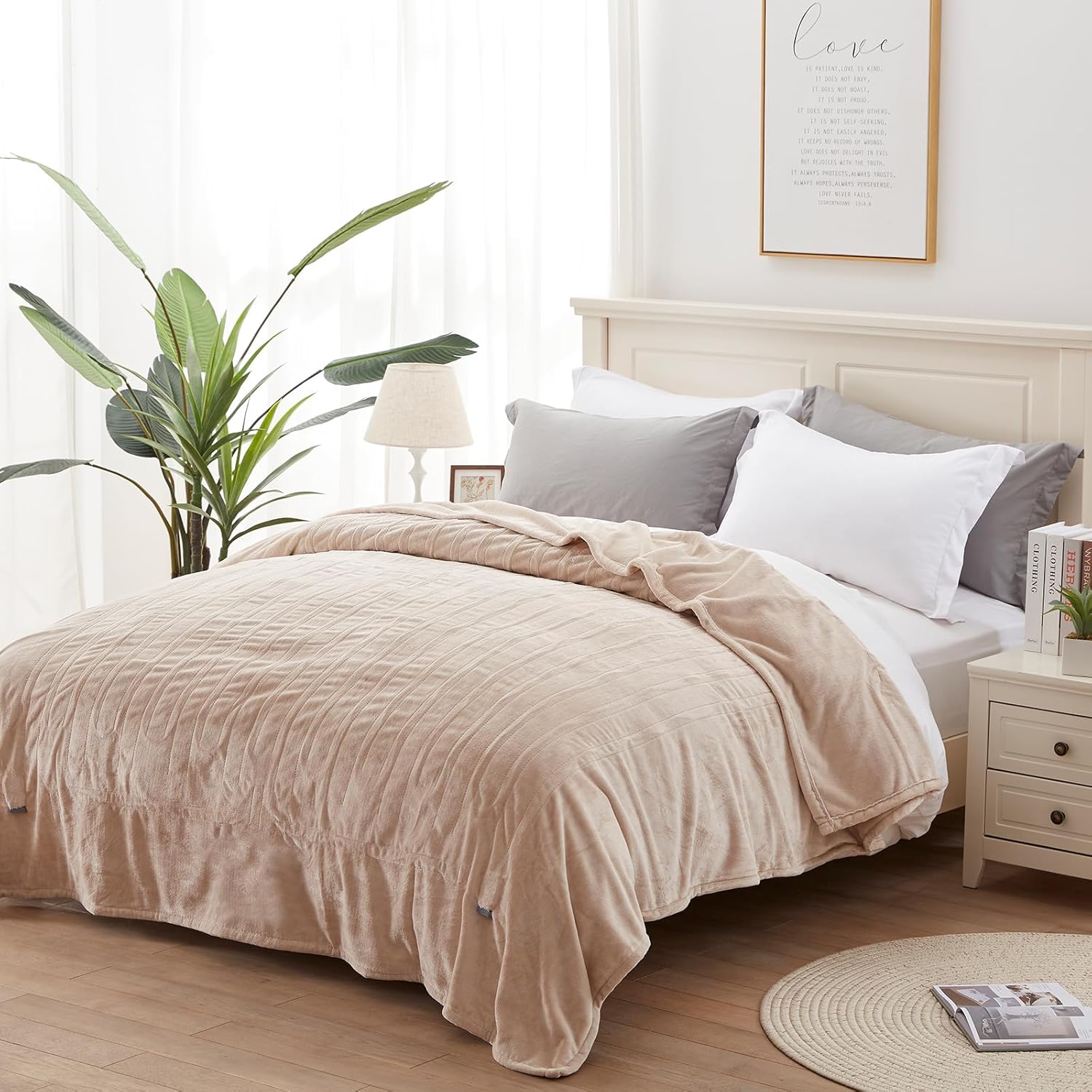 Westinghouse Heated Blanket Full Size - Electric With 10 Heating Levels, 1-12 Hours Auto Shut Off, Fast Warming, Machine Washable (Full, 72x84 Inches, Beige)