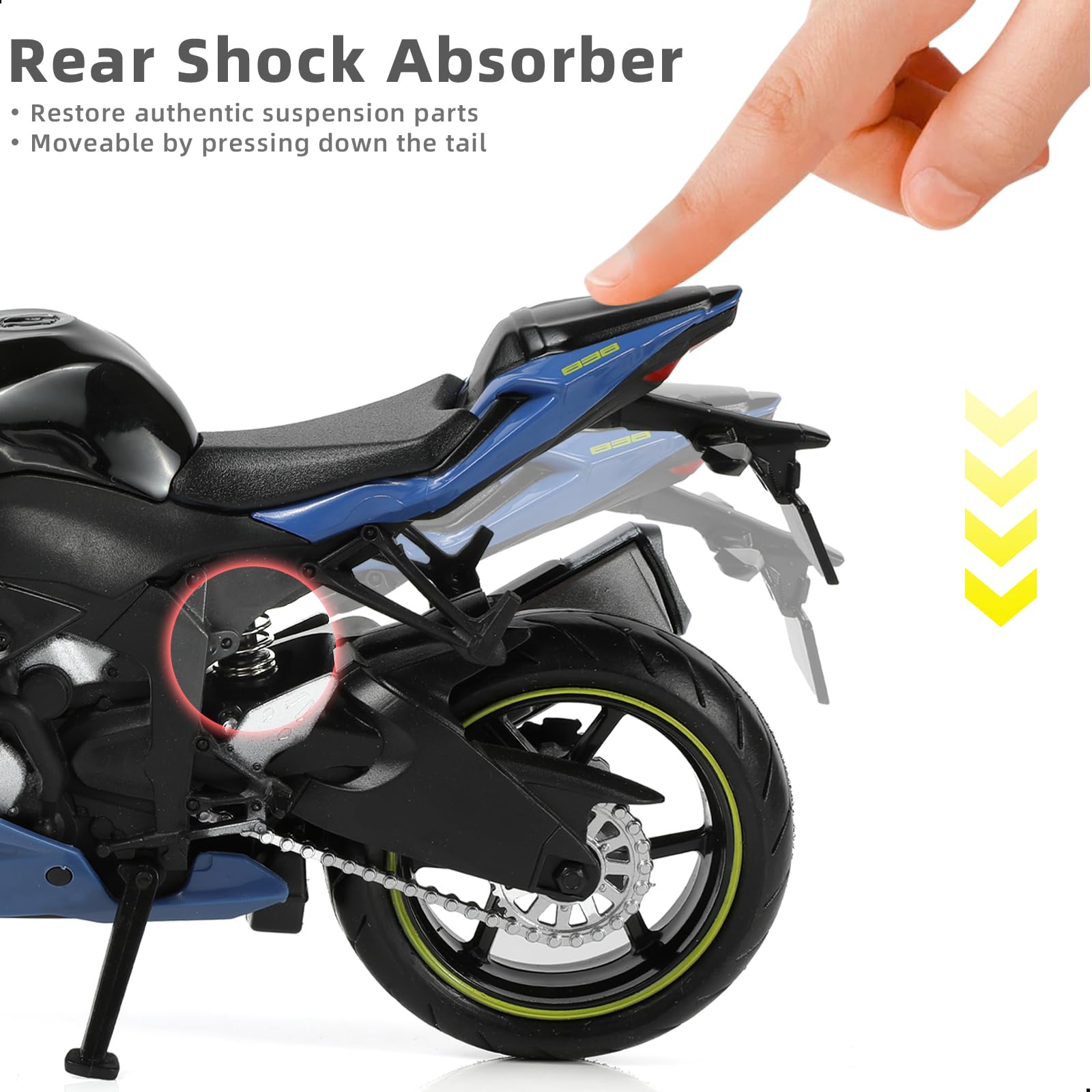 Risopen Kawasaki Ninja ZX-6R Mini Diecast Motorcycle Toy - Blue