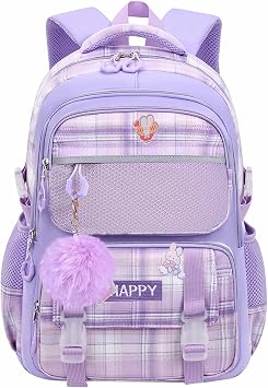 Kids Backpacks for Girls Elementary Primary Backpack for School Bookbags for Teens Cute Durable Travel Gifts Morrales Mochilas para Ninas de 5 6 7 8 Nnos purple
