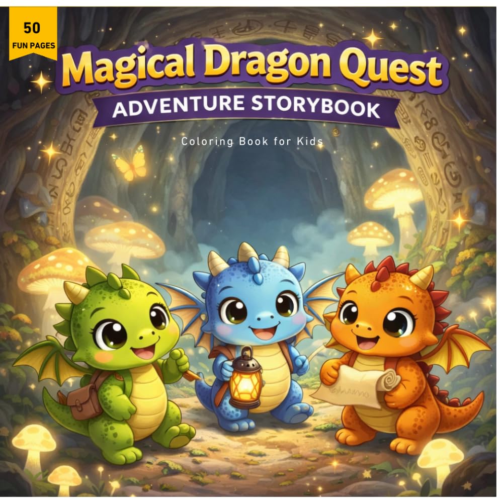 Cute Baby Dragon Coloring Book for Kids Fun & Easy Kawaii Dragons | Easy to Hard Coloring Pages for Boys & Girls Ages 7–12: 50 Adorable Fantasy ... Gift for Kids Who Love Cute Magical Creatures