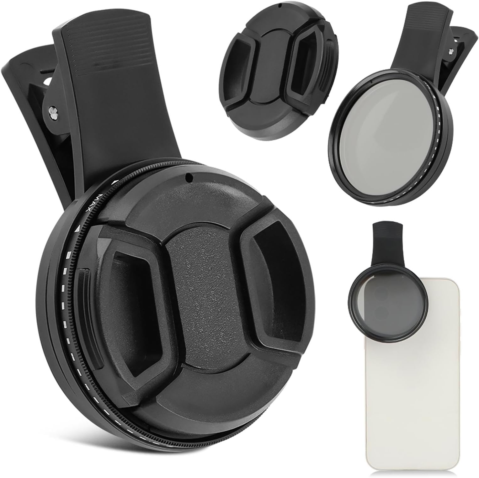 52mm Variable ND2-ND400 Filter, Clip-on Phone Lens ND Kit, Universal Adjustable Neutral Density Compatible With iPhone/Samsung/Android Smartphones (Size: 52mm)