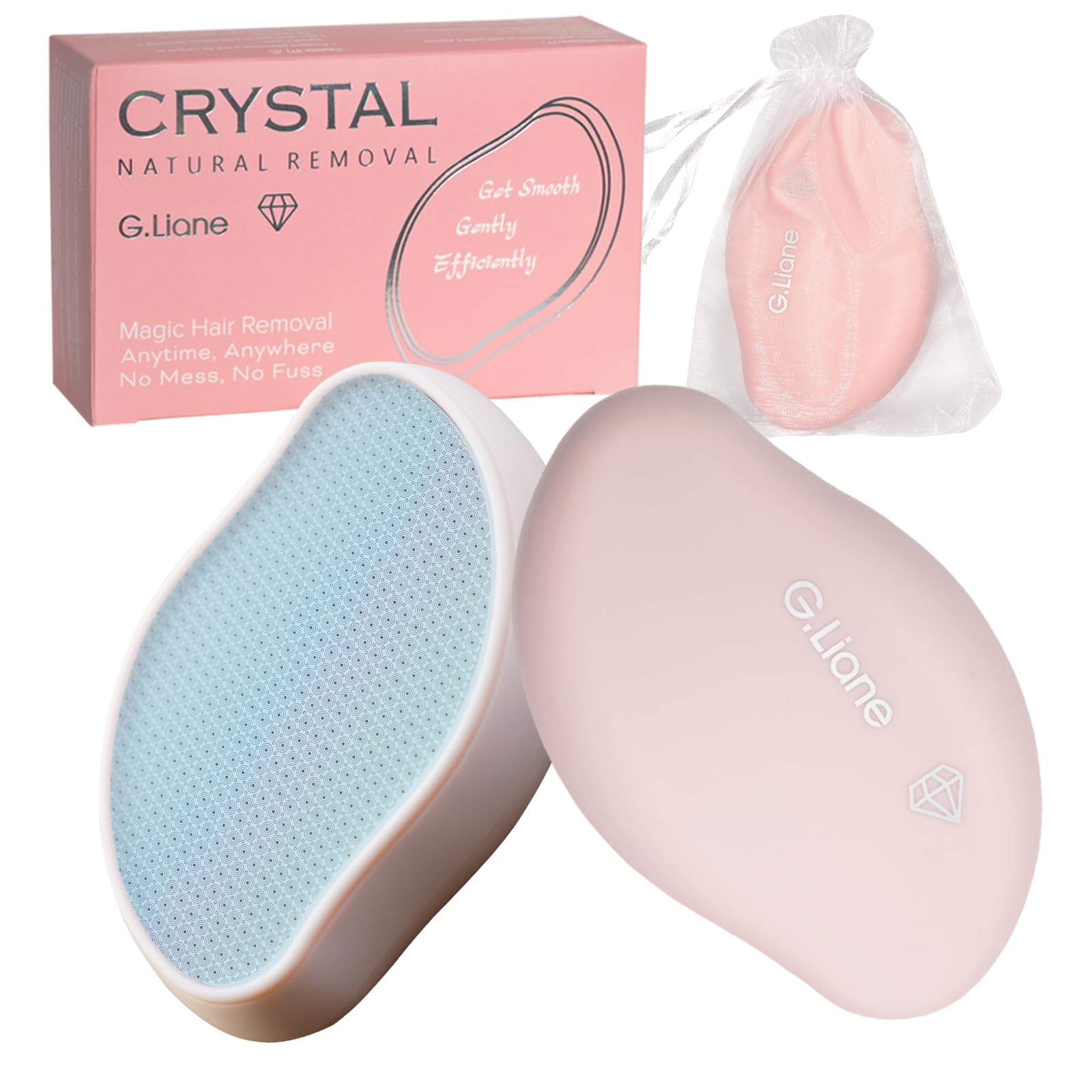 G.Liane Waterproof Light Pink Crystal Hair Eraser, Painless Hair Removal for Women Reusable Epilator for Legs Body, Face