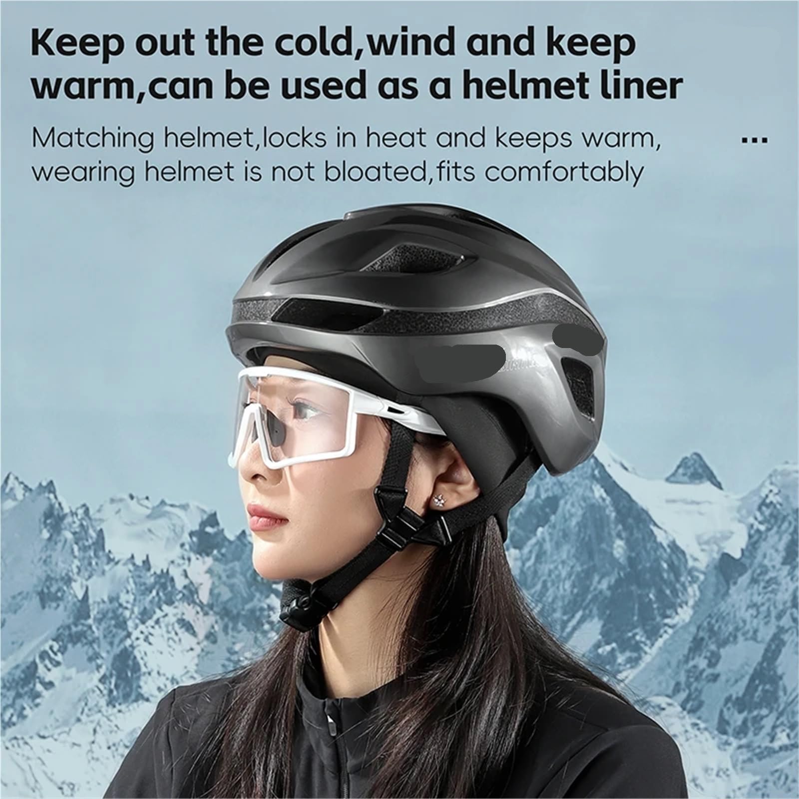 Casquette de Cyclisme Chaude d'hiver élastique Jacquard Coupe-Vent Casquettes vélo Thermique Course Ski Moto Chapeaux pour Vélo(Glasses Gray)
