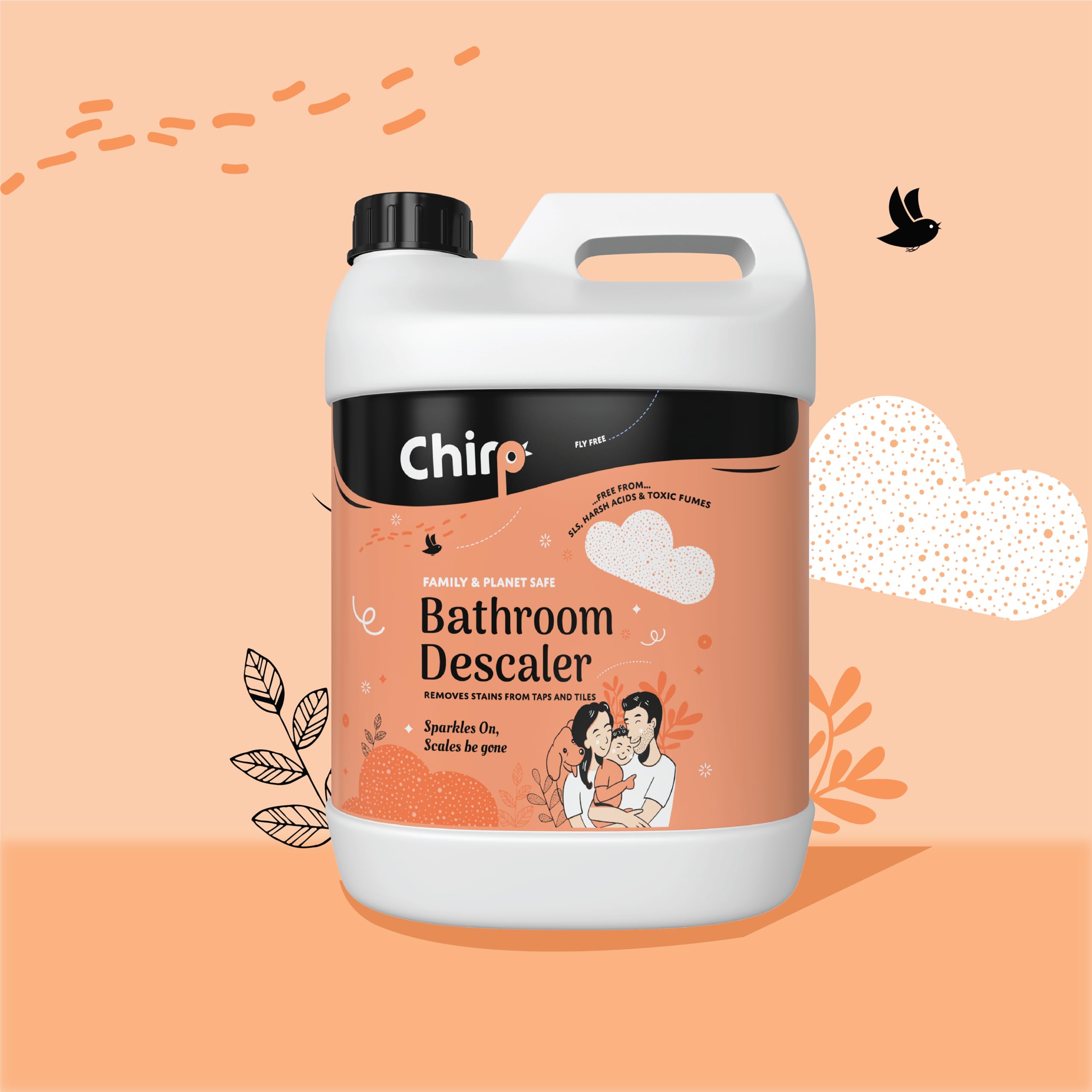 Chirp Bathroom Descaler Spray- Lime scale Remover for Bathroom (5 Lits), Hard water stain on Tiles, Taps, Shower, Faucet, Shiner and Limescale Remover 1