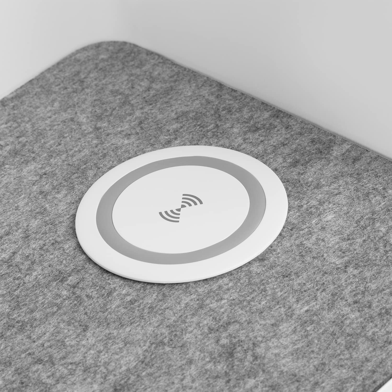 Organizzatore da scrivania con ricarica wireless Qi, cassetto e fermalibri per articoli da ufficio Stazione di ricarica Qi Organizzatore per ufficio Vassoio per ufficio fino a 10 kg Bianco