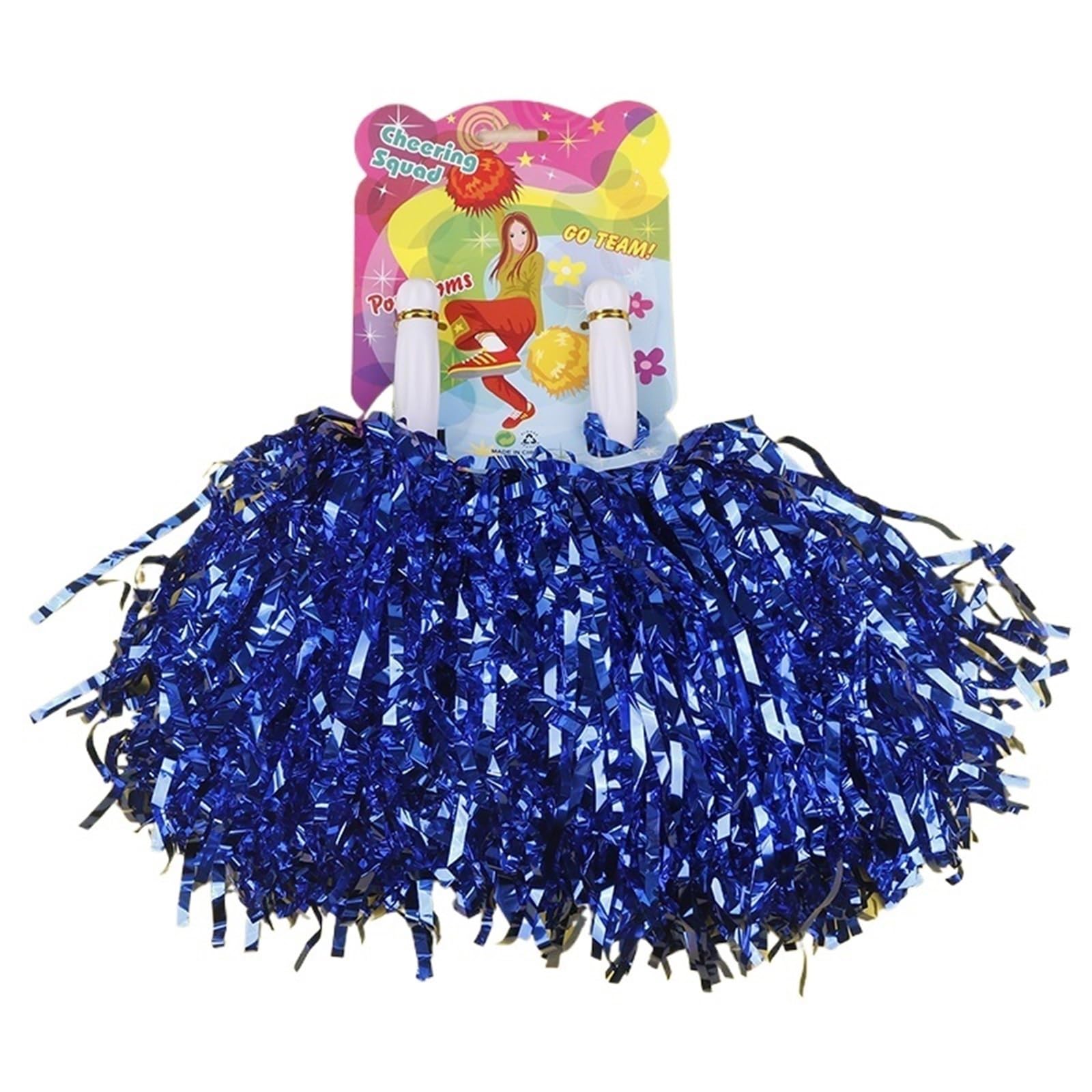 10Pairs Cheerleading Pom Poms for Adults Non-Fading Metallic Streamer Pompoms Cheerleader Hand Flowers Dancing Team Sports for Sports Cheer(Blue)