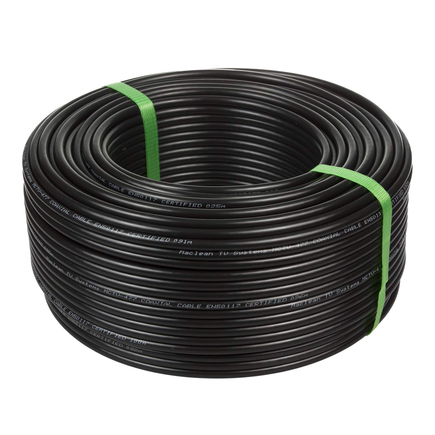 Maclean MCTV-477 - Cable coaxial relleno de gel 1.0 cu, cable de antena satélite RG6 SAT AV 100 m Negro