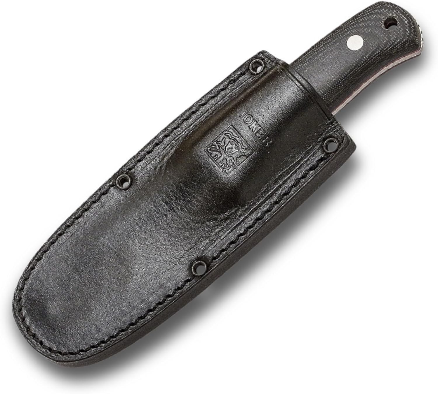 Joker Erizo TS2 Survival Knife CM142 – 3.74" N695 Steel Blade, Canvas Micarta Handle, Leather Sheath with 550 Paracord – Outdoor Tool for Fishing, Hunting, Camping & Hiking