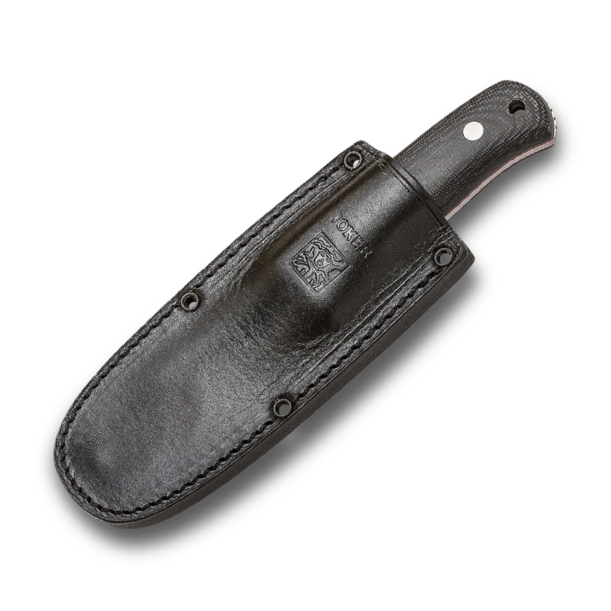 Joker TS2 CM142 Survivalmesser „Erizo“ – 9,5 cm Klinge, Griff aus Canvas-Micarta, Lederscheide – Outdoor-, Angel-, Jagd- und Campingmesser