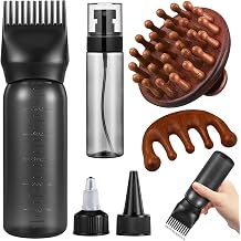 ProSuites 6 in 1 Set Wooden Head Scalp Massager Comb Tool Hair Gua Sha Comb with 6 OZ Hair Oil Applicator Bottle Spray Bottle for Relaxation