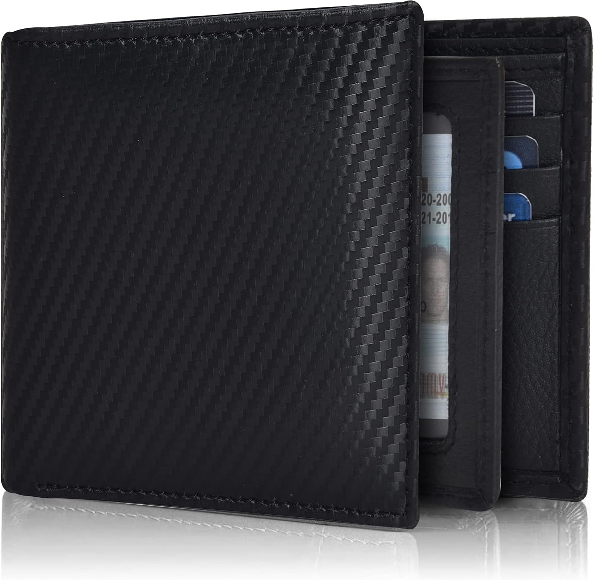 Leather Wallet for Men - Slim RFID Bifold Thin Compact Genuine Cowhide Gift