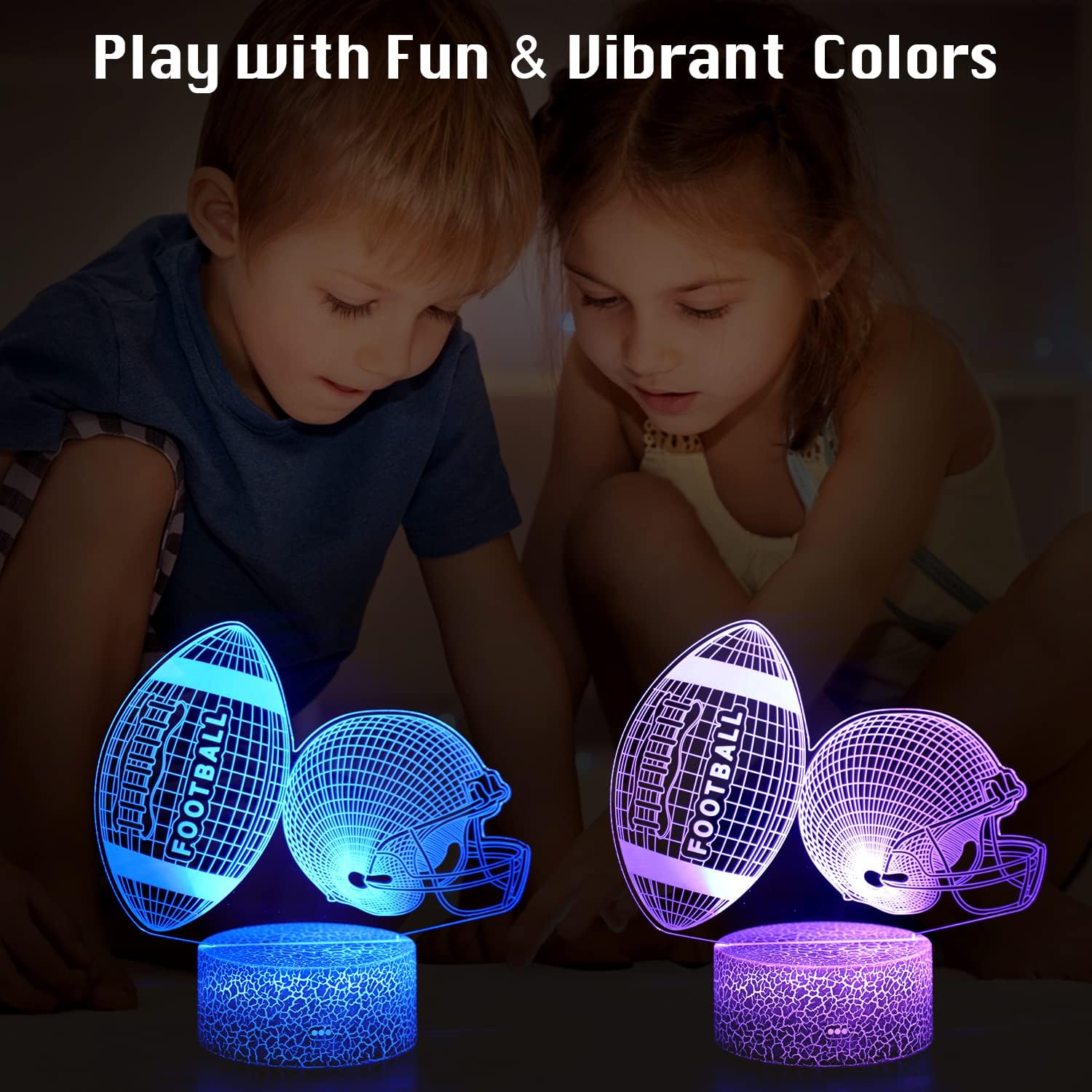 American Football Helmet Night Light,3D Illusion Led Lamp,16 Colors Dimmable with Remote Control Smart Touch, Best Christmas Birthday Gift for 3,4,5,6,7,8,9 Year Old Boy Girl Kids