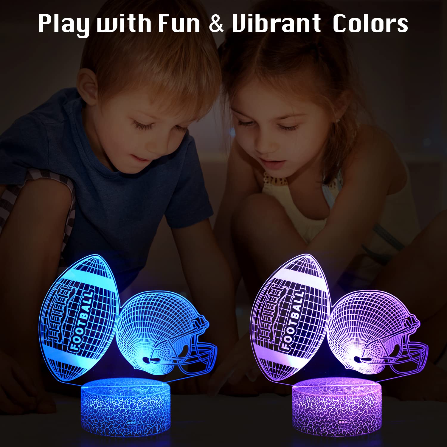 Uyeyuy American Football Helmet Night Light,3D Illusion Led Lamp,16 Colors Dimmable with Remote Control Smart Touch, Best Christmas Birthday Gift for 3,4,5,6,7,8,9 Year Old Boy Girl Kids