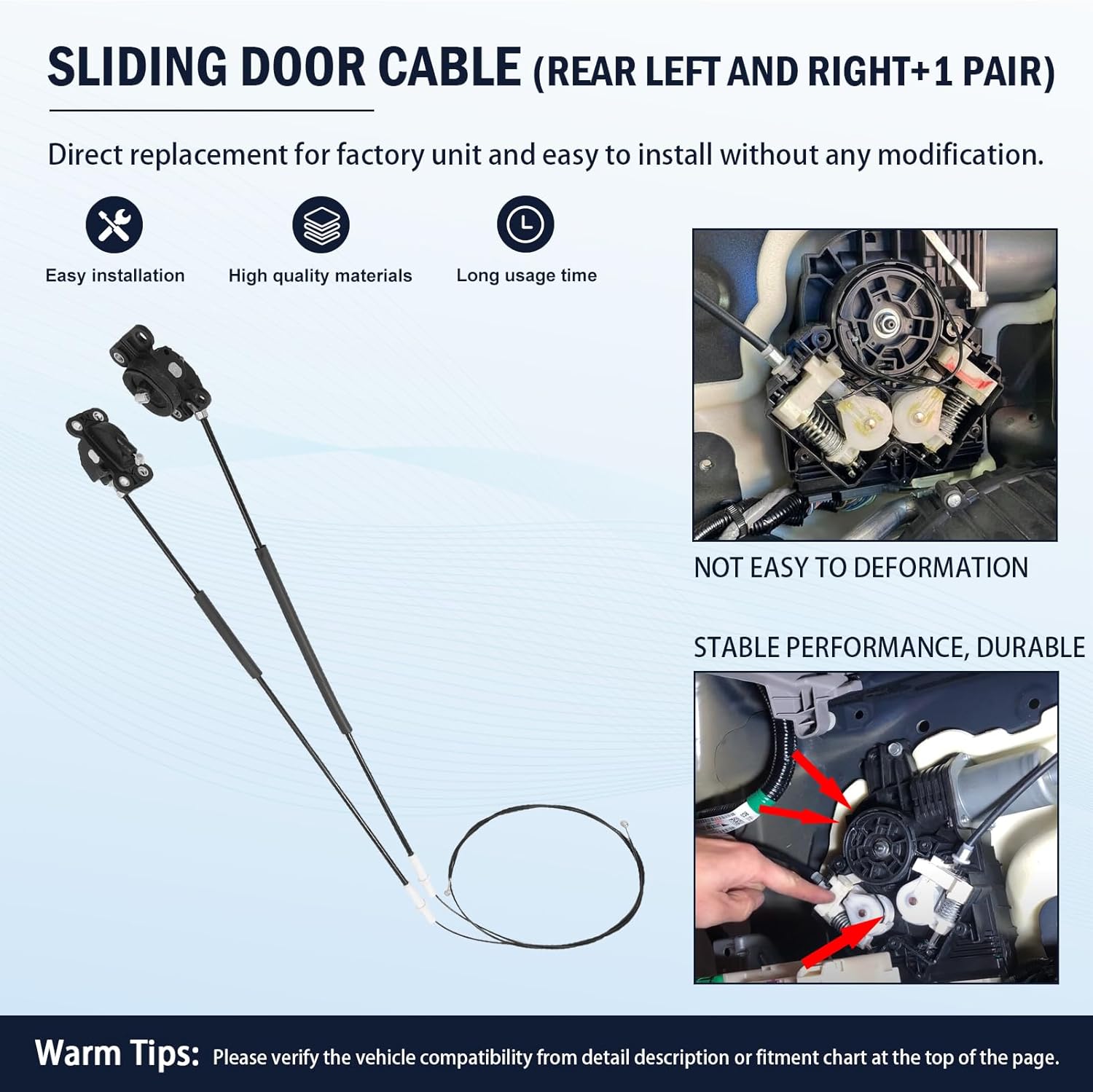 72010-SHJ-A21 4pcs Power Sliding Door Cable Kit W/O Motor for Odyssey 2005-2010, 72673-SHJ-A21, Left and Right Sliding Door Cable