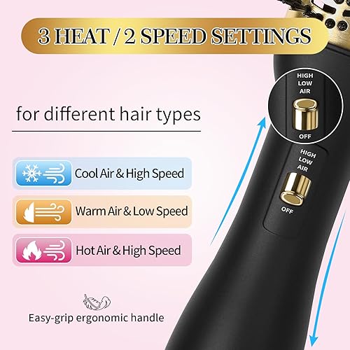 Miniatura 5 de JenHow Cepillo secador de pelo profesional con soplador de pelo de cerámica iónico, secador de pelo 4 en 1 y voluminizador con barril ovalado,