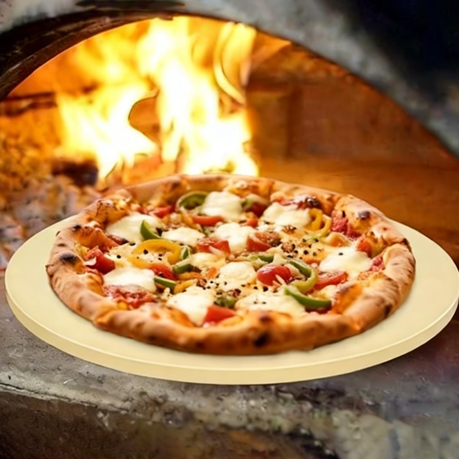 Großer runder 40.6 cm Pizzastein für Grill und Backofen, Cordierit Backstein für Brot, sicherer kreisförmiger Kochstein, ideal zum Grillen Backen von mehreren Größen von Pizzas