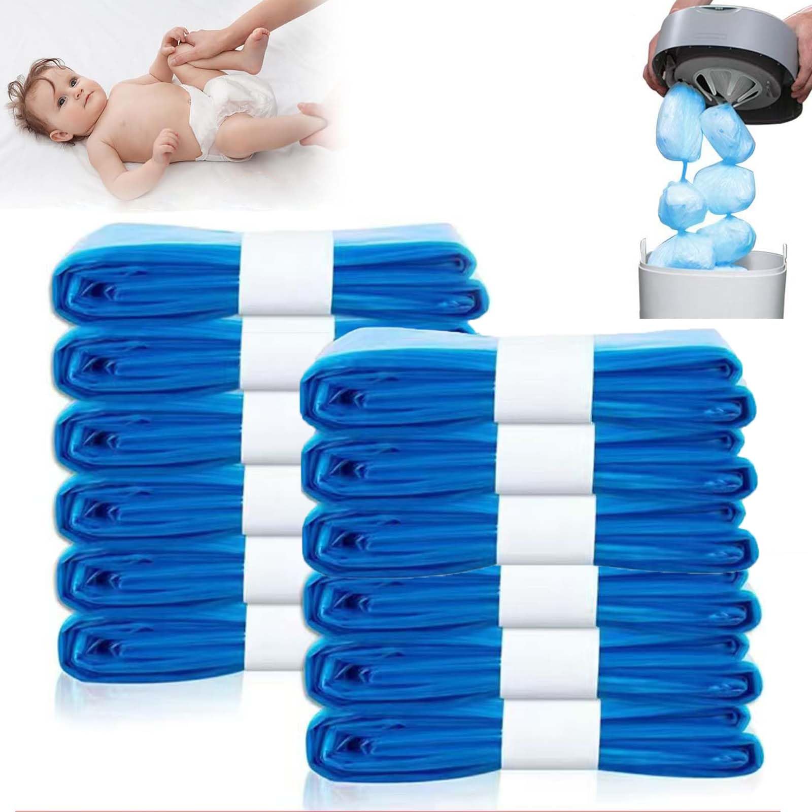 12 Pièces Recharge Poubelle a Couche, 4,5 m Recharges Octogonales, Résistant à la Déchirure Anti-odeurs, Sac Poubelle Couche Grande Capacité Compatible Avec la Plupart des Seaux à Couches