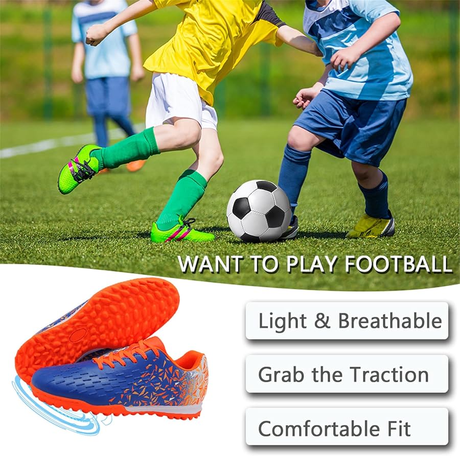 Chaussures De Football Pour Enfants/adolescents - Crampons TUP Antidérapants, Tige PVC Souple, Semelle Résistante, Idéales Entraînement Et Compétition