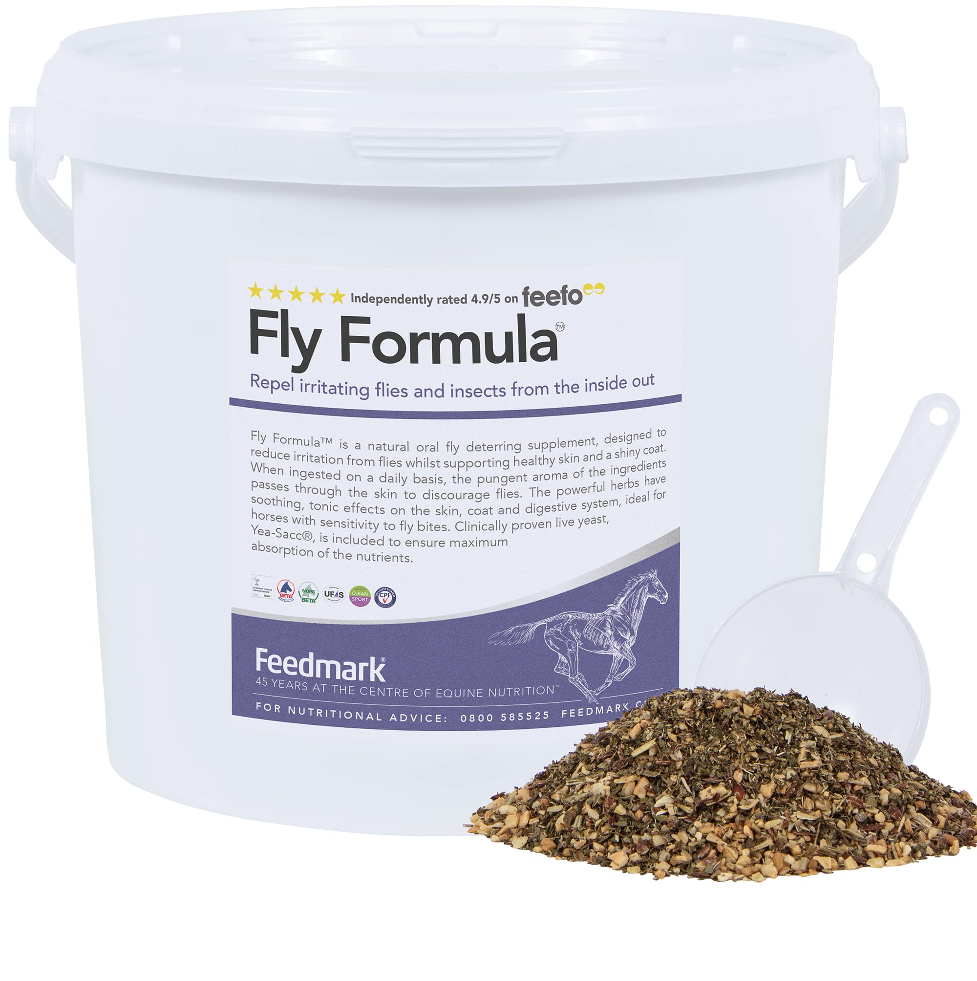 Feedmark Fly Formula Oral Fly Deterring Supplement for Horses | 127 Days Supply, 6kg | Natural Fly Repellent with Garlic, Herbs & Linseed for Skin Health, Coat Shine & Digestive Support