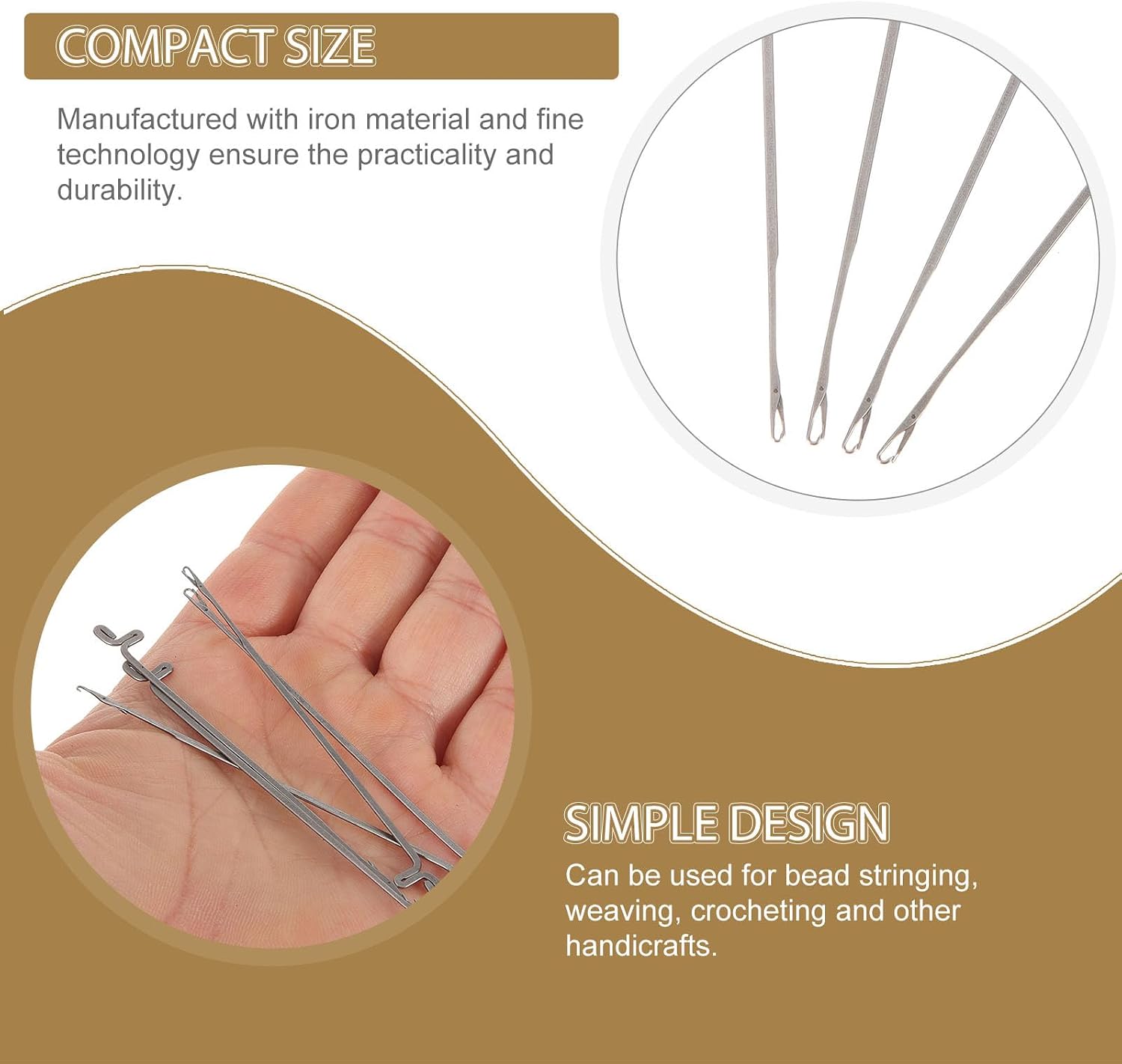 BEBEMOKO 10pcs Metal Bead Craft Needles Long Reusable Beading Hooks for Jewelry Making and Bracelet Crafting Supplies