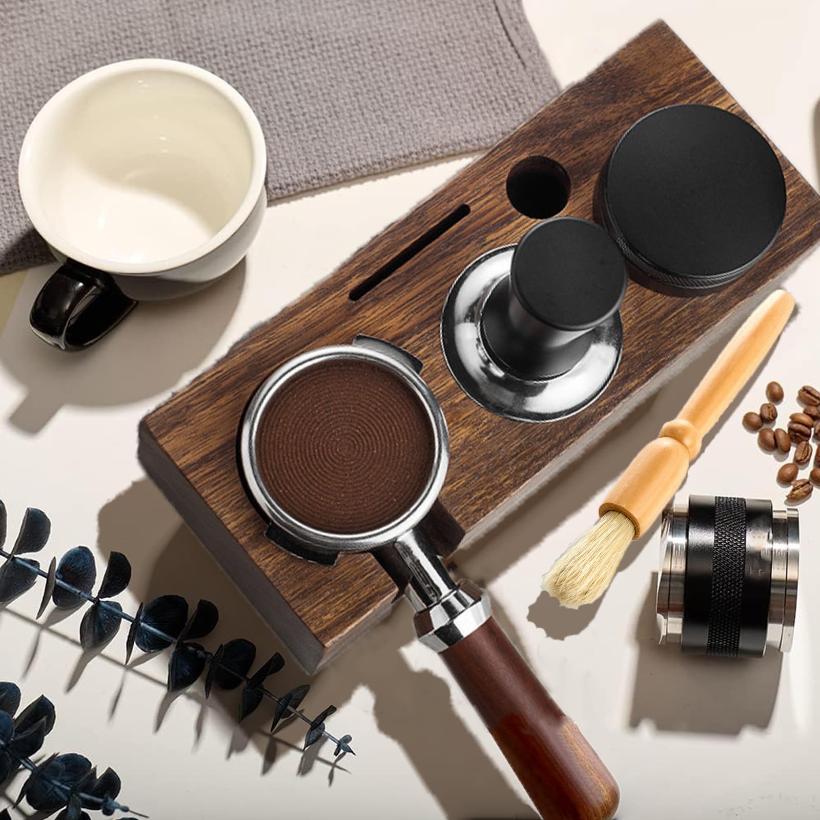 Espresso Tamper Estación 58mm, Soporte de Apisonamiento de Espresso, Ajustable Tamping Soporte para Guardar el Tamper de Espresso, Dispensador, Portafiltros