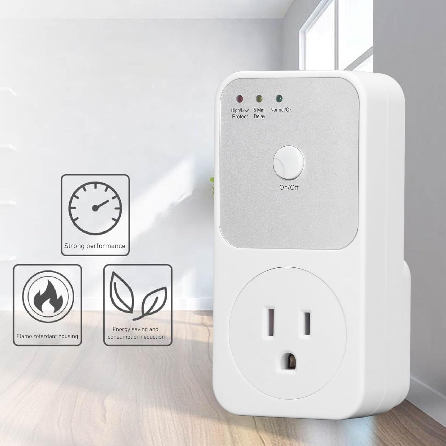 Voltage Protector, Refrigerator Protector, Single Outlet Protector for TV PC Refrigerator Home Appliance 120V (White)