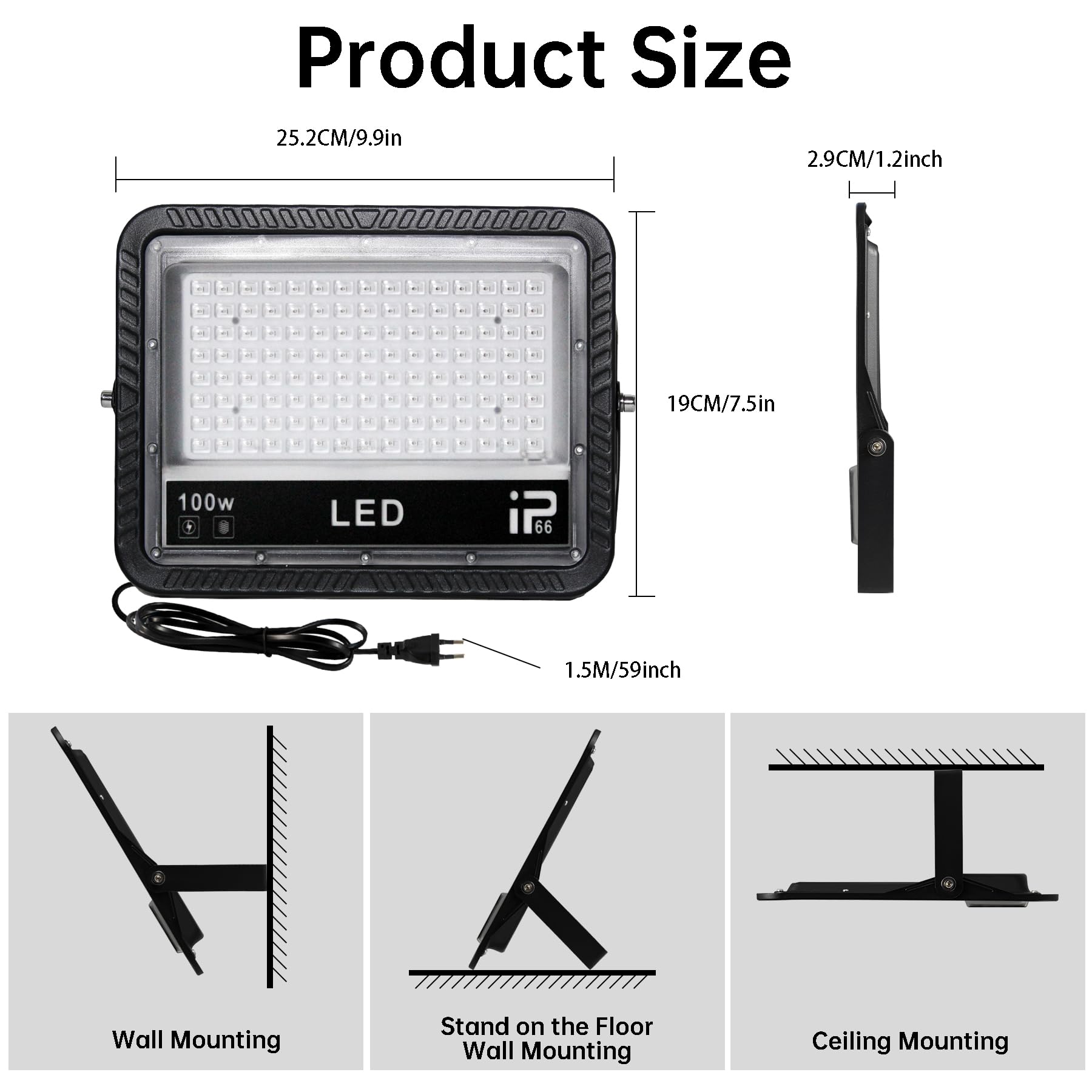 2 Piezas Luz Negra Ultravioleta 100W, Luces Negras UV, Impermeable IP66 Foco LED UV,385-400NM Black Light para Blacklight Party,Discoteca,Halloween,Fiesta,Pintura Corporal