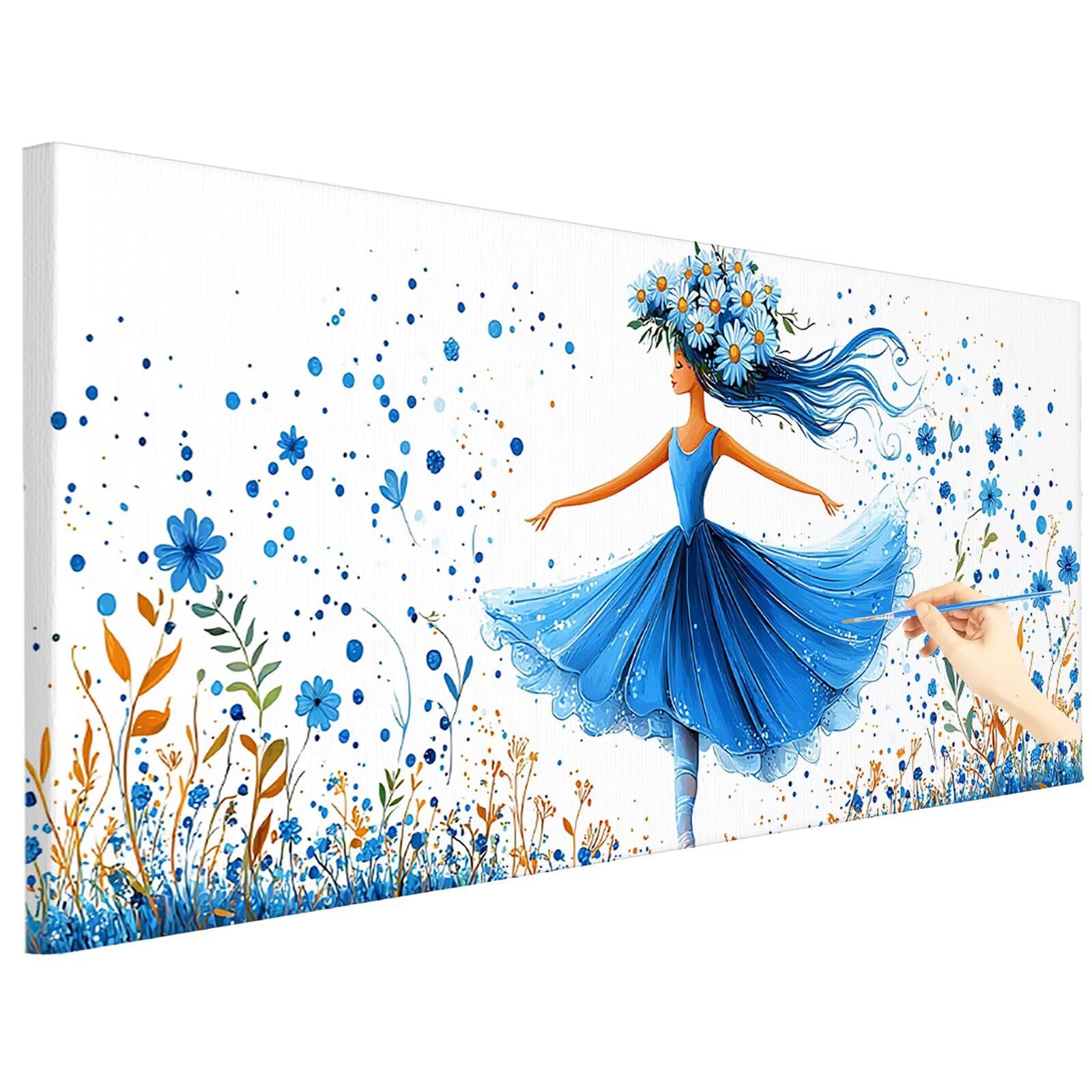 Malowanie według numerów Dorośli Balet 180x70cm XXL Malowanie według numerów Dorośli Kwiaty Zestaw, DIY Zestaw DIY Malowanie według numerów Zawiera pędzle i Pigment Akrylowy Prezent Kobieta Dekoracja