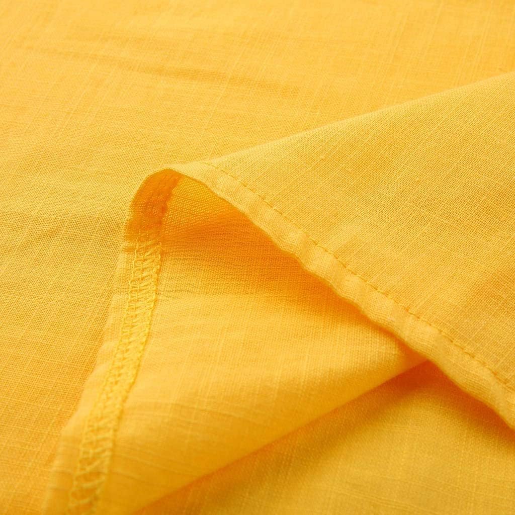 Linen Shirts for Women 3/4 Length Sleeve Loose Fit Summer Tops Round Neck Trendy Casual Blouse Tops
