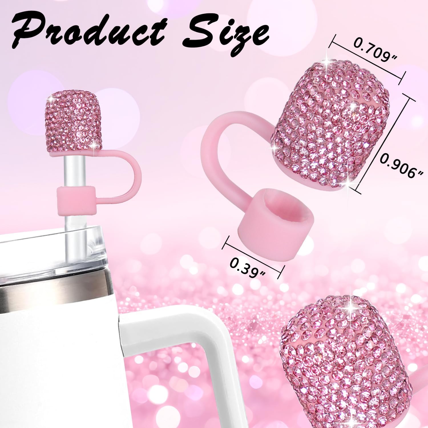 VIQWYIC Water Bottle Accessories Set for Stanley Cup 30oz & 40oz Tumblers Includes Handle Strap, Silicone Boot, Straw Cover Cap, and Pearl Keychain Charms