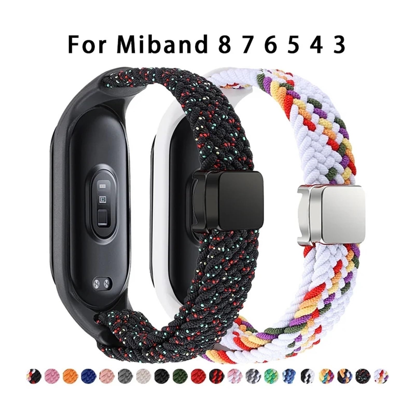JDIME Cingcio intrecciato per Xiaomi Mi Band 8 Elastic Nylon Solo Loop Watch Bracciale con fibbia magnetica a fascia magnetica per miband 8 NFC Watchbands