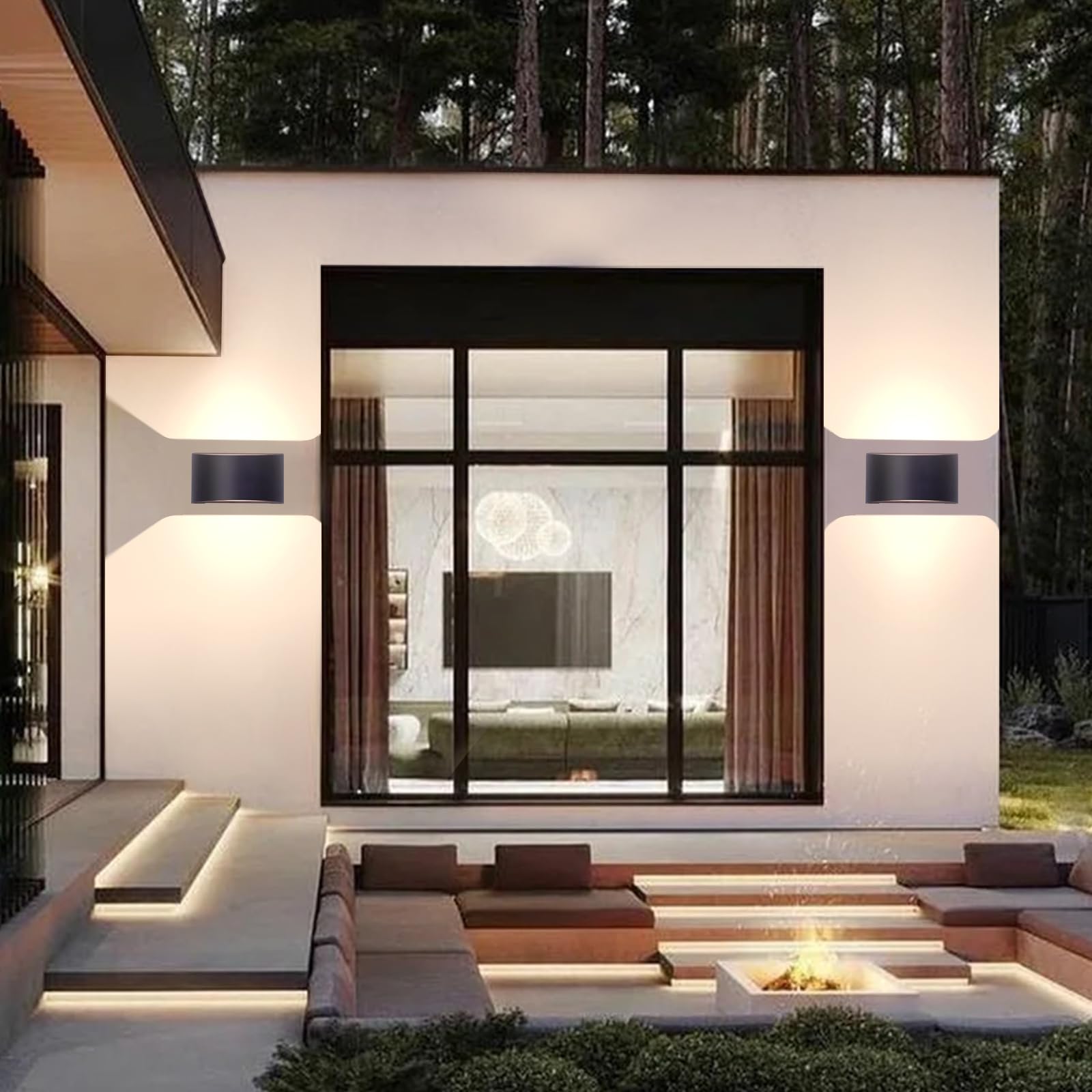 KICAAO 2 Pezzi Applique da Parete LED Moderno, Lampada da Parete Interno/Esterno con Lampadina G9 Sostituibile, 7W Luce Calda 3000K, Alluminio Nero Impermeabile IP65 per Ingresso Giardino