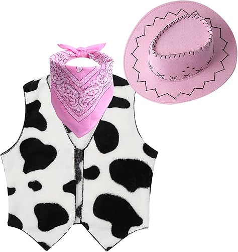 Miniatura 3 de Doomiva Disfraz de vaquera para niñas, disfraz de vaquero de Helloween Western con borlas y pantalones con sombrero