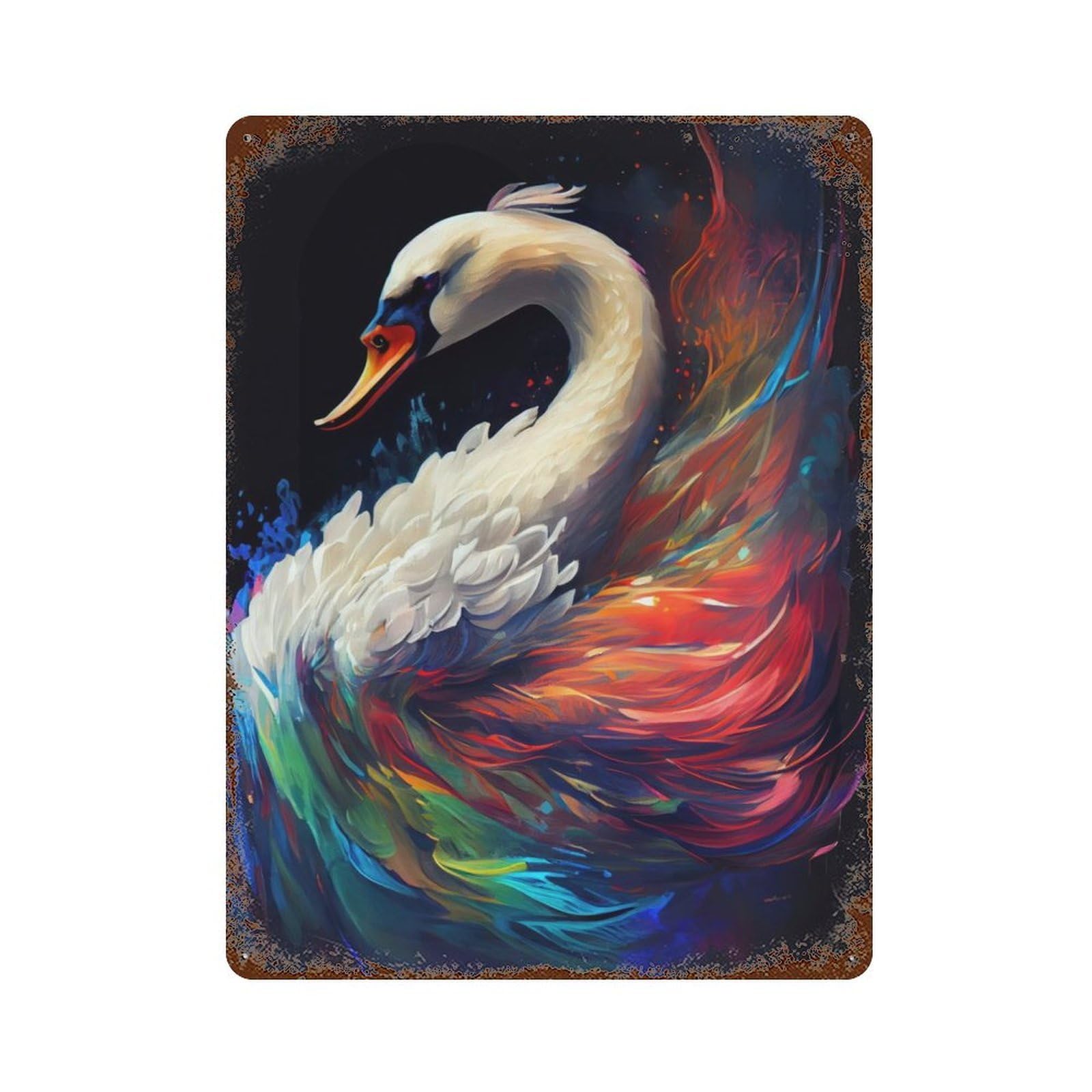 The Proud Swan Decorative Tin Sign 15.7"x11.8", Rustic Home Decor for Garage, Pub Or Kitchen