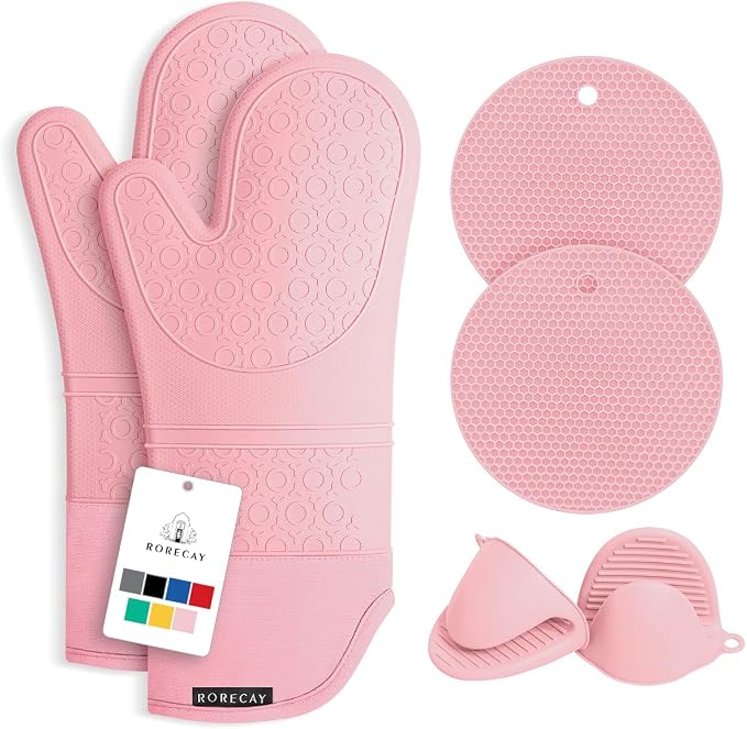 Rorecay 6-Piece Silicone Oven Mitts & Pot Holders Set