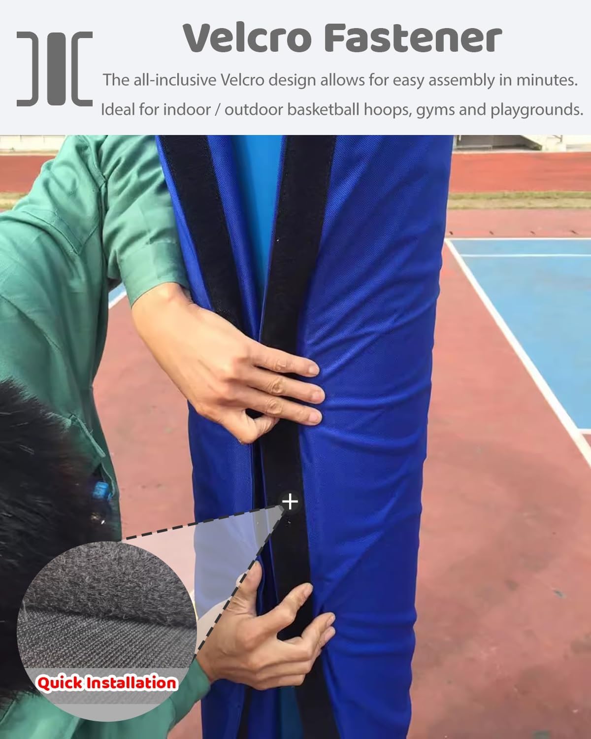 Wrap Around Basketball Pole Padding for Garage & Basement - Protective Post Pad for 4-8 Inch Round Support Poles - Compatible with All Goal Systems (Gray, 4.5in Diameter)