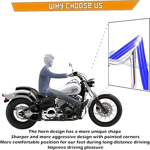 Miniatura 3 de Kinglemc Barra de Choque Protector de Motor para Carretera Yamaha VStar dragstar 400 650 (Bigote Plateado)