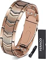 Pulseira de cobre masculina força 3x, pulseira magnética de terapia joia de cobre com poderosos ímãs de 3800 gauss, fecho dobrável premium (atualização)