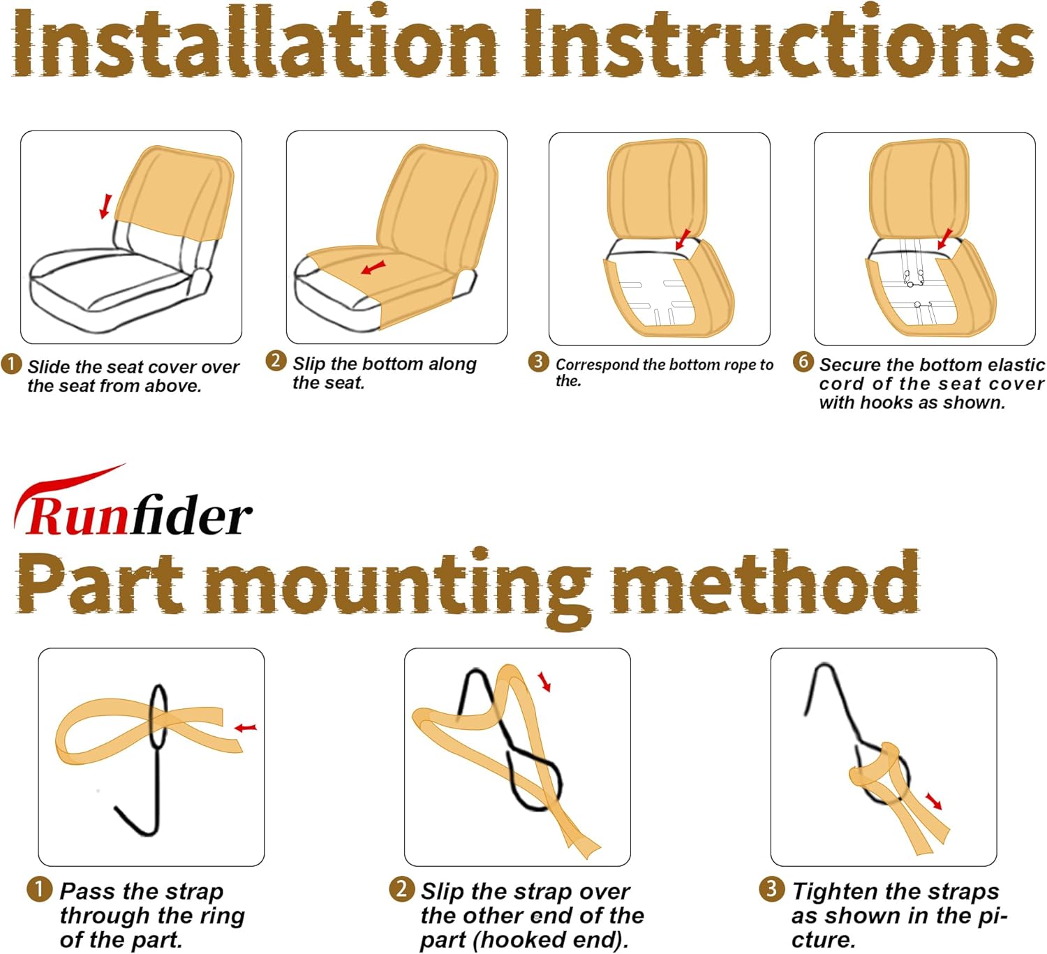 2Pcs 60/40 Cloth High Back Bench Seat Cover Fit for Ford Ranger XLT Front 1998 1999 2000 2001 2002 2003 Without Console Cover Black