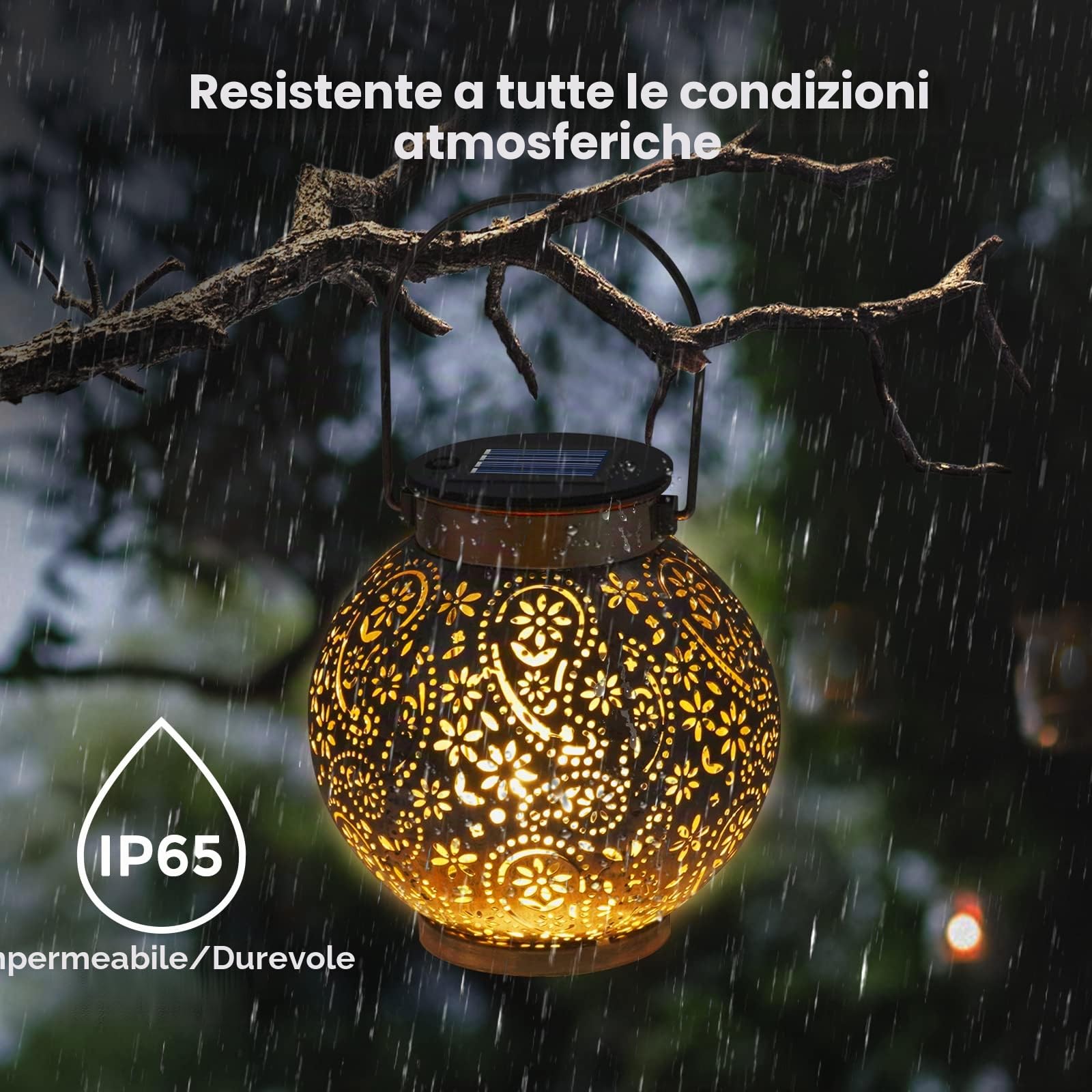 Lanterna Solare, 2 Pezzi IP65 Impermeabile Lampada Solare da Giardino, Solare Retro Luci Decorativo per Giardino, Terrazza, Balcone [Classe di efficienza energetica A+++]